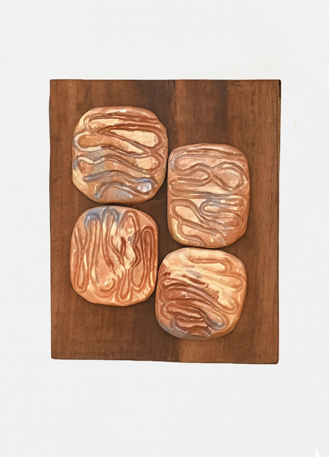 Hand Crafted Clay Art - Stone and Feathers