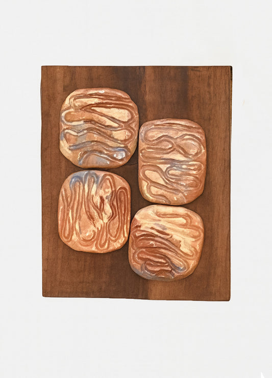Hand Crafted Clay Art - Stone and Feathers